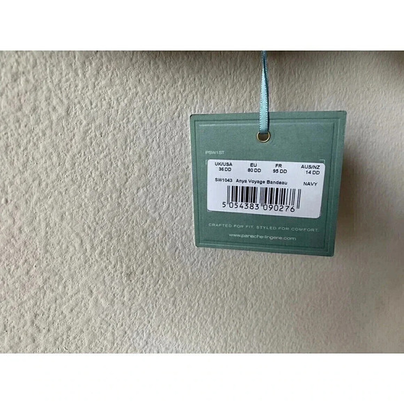 Panache Anya Voyage Bandeau Bikini Swim Top SW1043 Navy/White Size US34D Bra Top - Picture 3 of 8